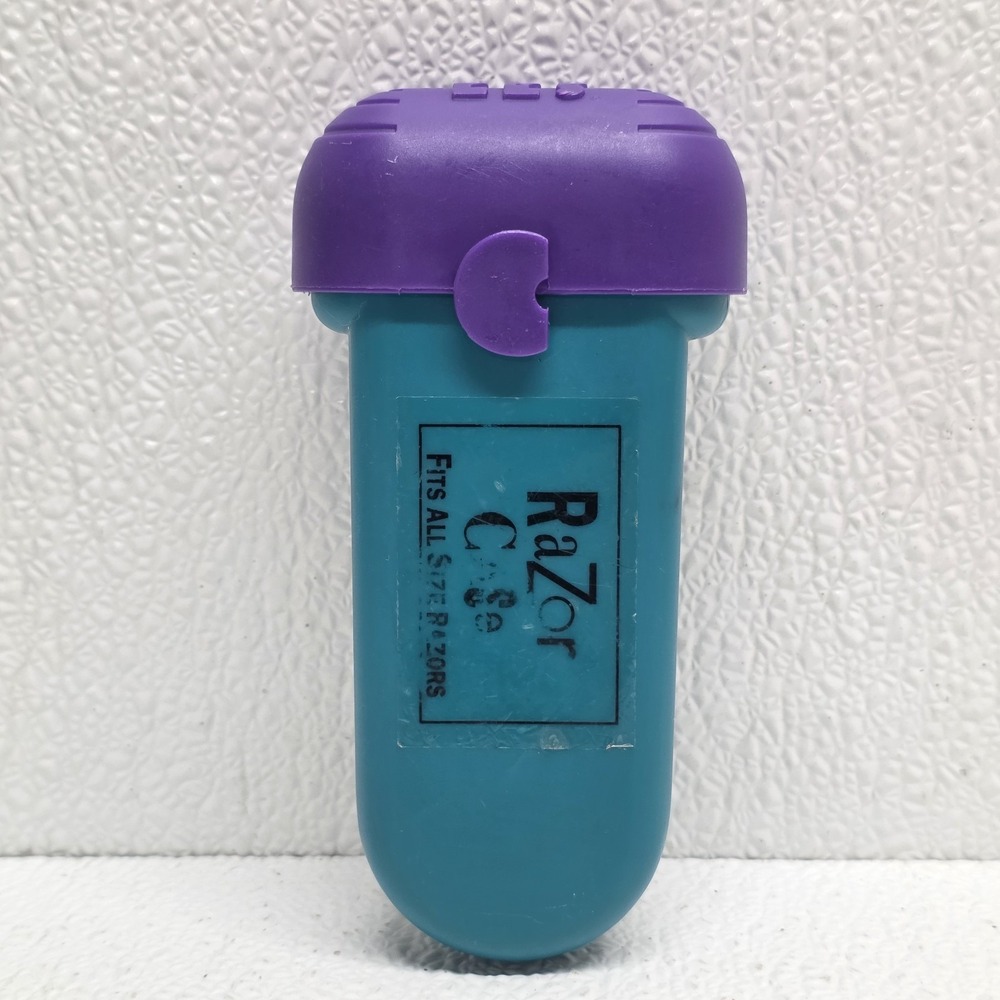 Vintage 1993 Caboodles Plastic Purple & Blue Teal Green Razor Case Holder